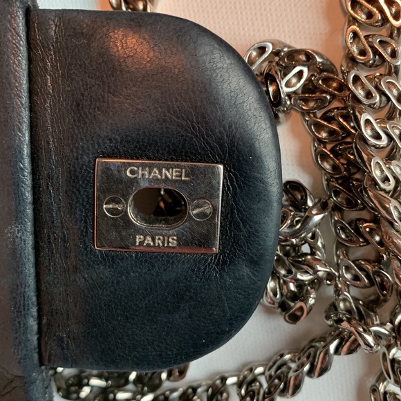 RARE🖤 CHANEL Modern Black Maxi Bijoux Chain Lamb Leather Quilted Flap Silver HW - Picture 5 of 16